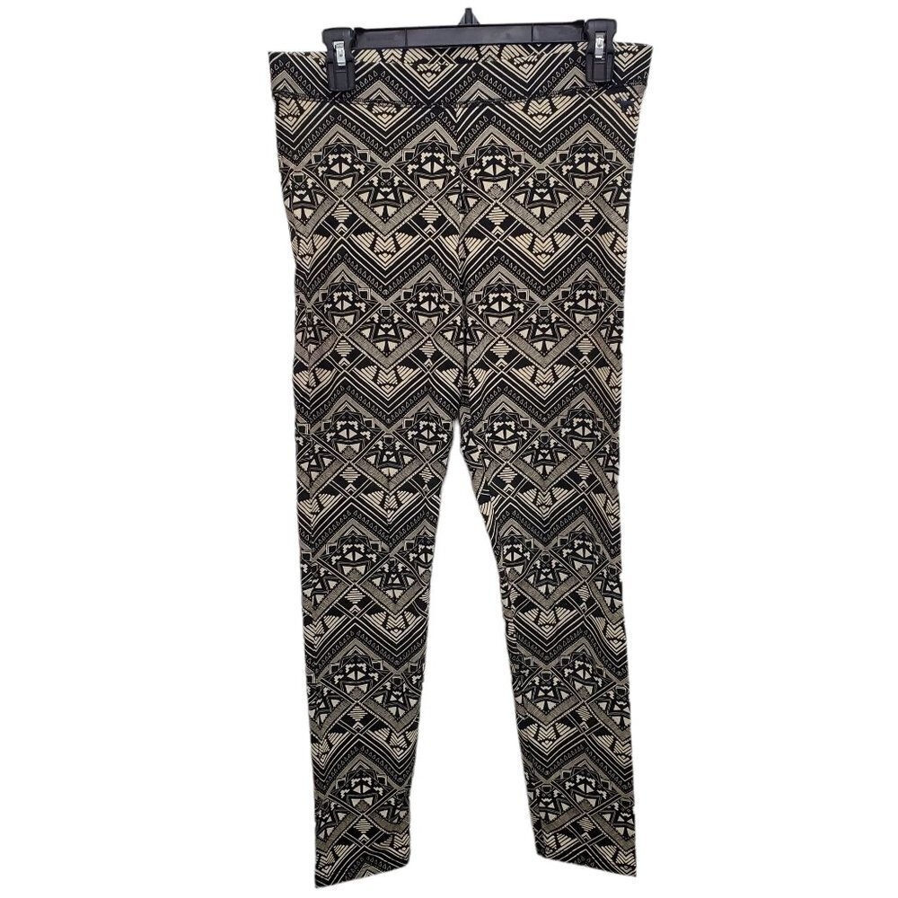 PINK‎ Victoria's Secret Beige + Black Tribal Aztec Print Casual Leggings Size L